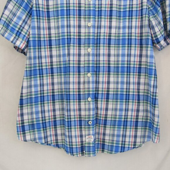 IZOD Saltwater Dockside Blue Plaid Chambray Short Sleeve Button Up Shirt 2XL - Picture 3 of 12